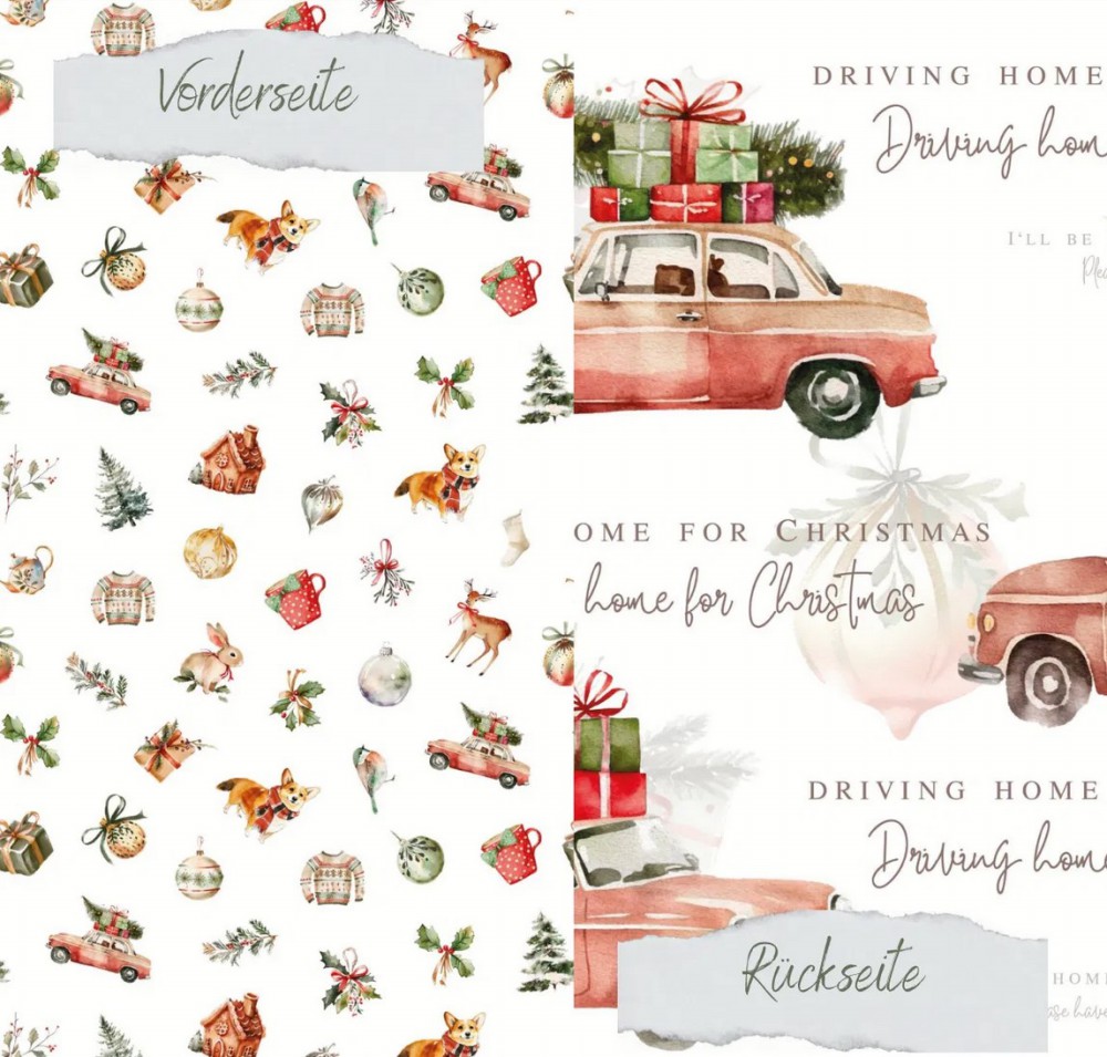 CD Designpapier Driving Home for Christmas