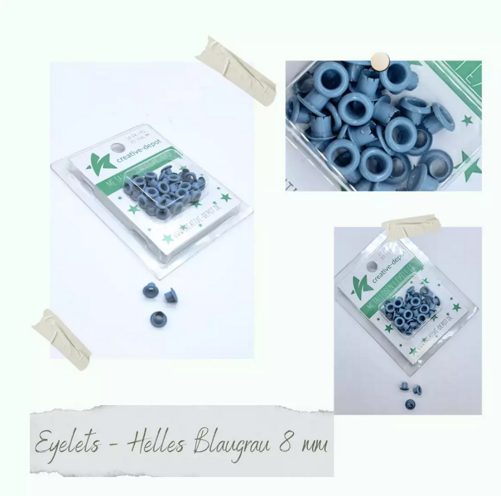 CD Eyelets - helles Blaugrau - 40 Stück