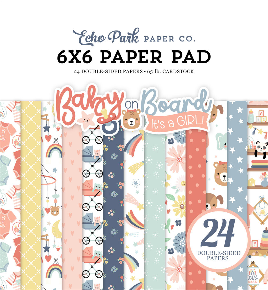 Baby on Board - it's a girl - Paper Pad 15,2x15,2 - zum Schließen ins Bild klicken