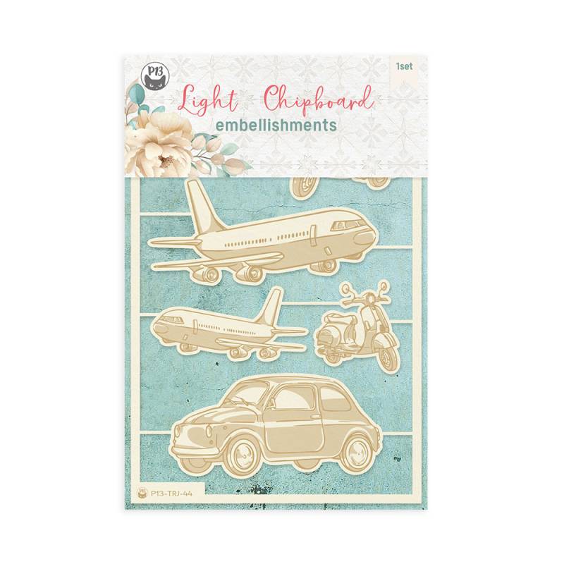 Light chipboard embellishments Travel Journal 01