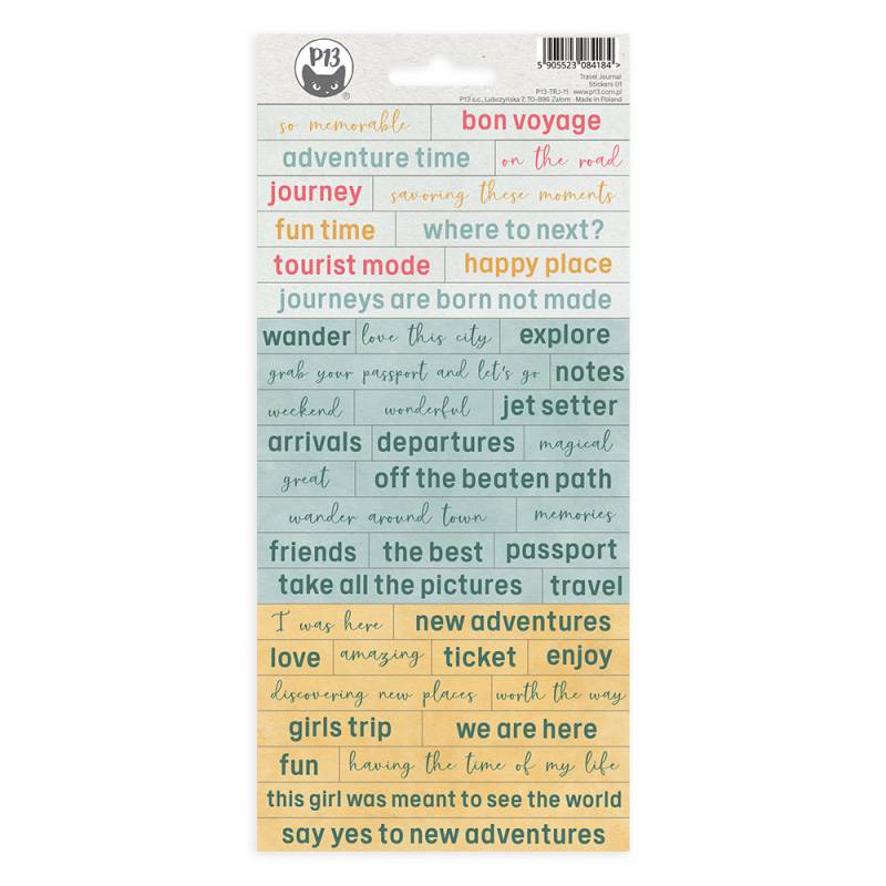 Travel Jounral Sticker Sheet 01, 10,5 x 23cm