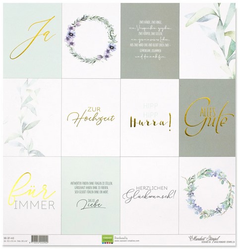 Papier Tags "Hochzeit" von Mundart Stempel 30,5x30